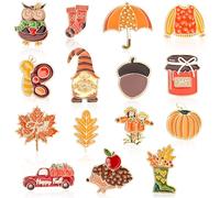 SANNIX Lot de 15 épingles d'automne en émail pour Thanksgiving, citrouille, dinde, feuille d'érable, pour cadeaux de fête, vêtements, sacs, chapeaux