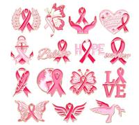 SANNIX Lot de 15 épingles de sensibilisation au cancer du sein avec ruban rose, pour le mois des survivantes du cancer du sein, vêtements, sacs, chapeaux, accessoires