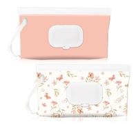 Sannix Lot de 2 distributeurs pour lingettes pour bébé, pochette portable rechargeable pour lingettes humides pour bébé, conteneur réutilisable étanche de voyage rose