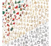 SANNIX Lot de 350 breloques de Noël en émail, mélange de breloques antiques en or et argent tibétain, pour la fabrication de bracelets, de colliers, de boucles d'oreilles et de décorations de Noël