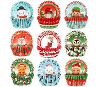 SANNIX Lot de 450 caissettes en papier pour cupcakes de Noël, bonhomme de neige, sapin de Noël, décorations de gâteaux (9 motifs)