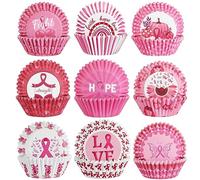 SANNIX Lot de 450 caissettes en papier pour la lutte contre le cancer du sein, pour la sensibilisation au cancer du sein, décorations de bonbons, gâteaux (9 motifs)