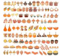 SANNIX Lot de 55 paires de breloques d'automne, de Thanksgiving pour la fabrication de bijoux en vrac, pendentifs en émail pour la fabrication de bijoux, l'automne, Thanksgiving, citrouille, feuille
