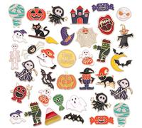 SANNIX Lot de 60 épingles d'Halloween en émail assorties en forme de citrouille, fantôme, chauve-souris, araignée, squelette pour vêtements, sacs, chapeaux, accessoires, 30 styles