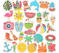SANNIX Lot De 60 Pins Émaillés Sur Le Thème De L'été (Plage, Pastèque, Planche De Surf, Cocotier) - Badges Et Broches Décoratifs Pour Sacs À Dos, Vêtements, Sacs, Chapeaux Et Accessoires, 30 Styles