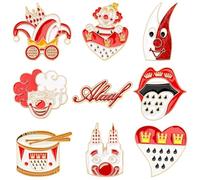 SANNIX Lot de 9 broches de carnaval - Broches festives colorées pour accessoires de carnaval de Cologne