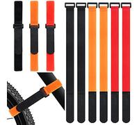 SANNIX Lot de 9 sangles de stabilisation de roue de vélo réutilisables réglables avec crochet durable (noir, orange et rouge)