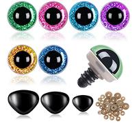 SANNIX Lot de 90 yeux de sécurité et nez de sécurité de 10 mm - Grands yeux de sécurité pour animaux au crochet - En plastique chromé - Avec rondelles pour poupée, peluche, yeux en peluche