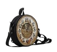 Sannovo Retro Clock Print Shoulder Bag for Women, Lightweight Portable Travel/Shopping Handbag with Zipper, Mother's Day Gift for Mon Wife