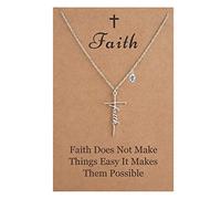 SANNYRA Collier avec croix de foi pour femme, plaqué argent 18 carats, collier avec croix religieuse pour femme, pendentif en croix, bijou chrétien, cadeau d'anniversaire, de Noël, de Saint-Valentin