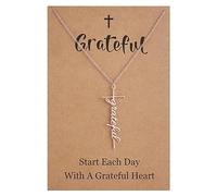 SANNYRA Collier Faith pour femme - Collier avec croix Grace Bestie Grace Hope pour femme - Pendentif en plaqué or 14 carats - Cadeau inspirant pour elle, Acier inoxydable, Pas de gemme