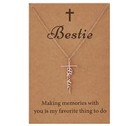 SANNYRA Collier Faith pour femme - Collier avec croix Grace Bestie Grace Hope pour femme - Pendentif en plaqué or 14 carats - Cadeau inspirant pour elle, Acier inoxydable, Pas de gemme