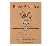 SANNYRA Pinky Bracelet de promesse, bracelets assortis pour couple avec relation initiale pour petit ami, bracelet d'amitié 26 lettres pour elle, 2 pièces cadeaux pour petite amie, 5 Inch to 11 Inch