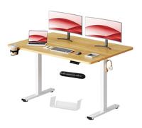 SANODESK Bureau Assis Debout 110x54 cm, Plateau Complet, Table Électrique Réglable en Hauteur avec Crochet, Contrôle à Fonctions Mémoires, Érable