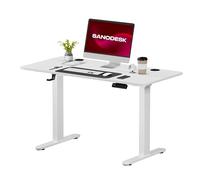 SANODESK Bureau Assis Debout 110x54cm avec 2 Moteurs Puissants, Charge 80kg, Bureau Électrique Réglable avec Verrouillage Enfant et Recharge sans Fil, Fonction Mémoire et Anti-Collision, Blanc