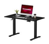 SANODESK Bureau Assis Debout 110x54cm avec 2 Moteurs Puissants, Charge 80kg, Bureau Électrique Réglable avec Verrouillage Enfant et Recharge sans Fil, Fonction Mémoire et Anti-Collision, Noir