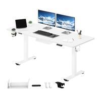 SANODESK Bureau Assis Debout 160×60cm Plateau FSC Blanc