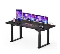 SANODESK Bureau Assis Debout - Bureau Gaming, Réglable en Hauteur, 2 Moteur Electrique Double avec 4 Pieds, 4 Emplacements de Mémoire (Noir, 180x80cm)