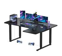SANODESK Bureau Assis Debout 2 Moteurs, Bureau Gaming, Bureau Debout Réglable en Hauteur avec 4 Pieds 180x110 cm, 4 Emplacements de Mémoire, Fonction de Rappel de Sédentarité, Noir
