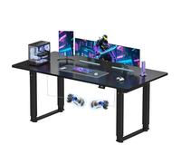 SANODESK Bureau Assis Debout 2 Moteurs, Bureau Gaming, Bureau Debout Réglable en Hauteur avec 4 Pieds 180x80 cm, 4 Emplacements de Mémoire, Fonction de Rappel de Sédentarité, Noir