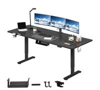 SANODESK Bureau Assis Debout 200×80cm Plateau FSC Noir