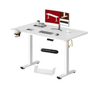 SANODESK QS1 Bureau Assis Debout Électrique 110x60 cm Plateau Complet, Bureau Debout Réglable en Hauteur, Panneau Clavier Contrôle à Fonctions Mémoires, Blanc