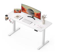 SANODESK Bureau Assis Debout Électrique - 110x54 cm Bureau Debout Réglable en Hauteur avec Système Anti-Collision, Panneau Clavier Contrôle à Fonctions Mémoires, Blanc