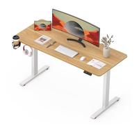 SANODESK Bureau Assis Debout Électrique - 110x60 cm Bureau Debout Réglable en Hauteur avec Système Anti-Collision, Panneau Clavier Contrôle à Fonctions Mémoires(Cadre Blanc+Plateau Érable)