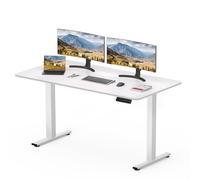 SANODESK Bureau Assis Debout Électrique 120 x 60cm avec Plateau Complet, Bureau Debout Réglable en Hauteur Panneau Clavier Contrôle à Fonctions Mémoires, Système anticollision, Blanc