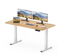 SANODESK Bureau Assis Debout Électrique 120x60cm avec Plateau Complet, Bureau Debout Réglable en Hauteur Panneau Clavier Contrôle à Fonctions Mémoires, Système anticollision, Blanc+Érable