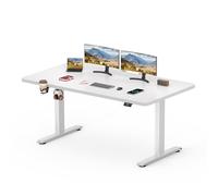 SANODESK Bureau Assis Debout Électrique 140 x 60cm, Bureau Debout Réglable en Hauteur avec Crochet/Porte-Bouteille Fonction Mémoire, Fonction de Rappel de Sédentarité, Blanc