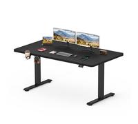 SANODESK Bureau Assis Debout Électrique 140 x 60cm, Bureau Debout Réglable en Hauteur avec Crochet/Porte-Bouteille Fonction Mémoire, Fonction de Rappel de Sédentarité, Noir