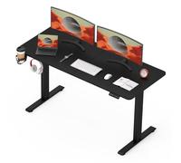SANODESK Bureau Assis Debout Électrique - 140x60 cm Bureau Debout Réglable en Hauteur avec Système Anti-Collision, Panneau Clavier Contrôle à Fonctions Mémoires(Cadre Noir+Plateau Noir)