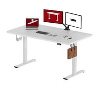 SANODESK Bureau Assis Debout Électrique 160x60 cm Bureau Debout Réglable en Hauteur, Panneau Clavier Contrôle à Fonctions Mémoires avec Crochet, Blanc