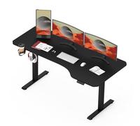 SANODESK Bureau Assis Debout Électrique - 160x75 cm Bureau Debout Réglable en Hauteur avec Système Anti-Collision, Panneau Clavier Contrôle à Fonctions Mémoires(Cadre Noir+Plateau Noir)