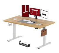 SANODESK Bureau Assis Debout Électrique 180x80 cm Bureau Debout Réglable en Hauteur, Panneau Clavier Contrôle à Fonctions Mémoires avec Crochet, Érable