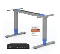 SANODESK Bureau Assis Debout Électrique à 2 Moteurs Charge 120kg, Bureau Réglable en Hauteur en Acier avec Panneau Clavier Contrôle à Fonctions Mémoires, Grand Système Anti-Collision, Gris