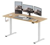SANODESK Bureau Assis Debout Électrique, Bureau Réglable en Hauteur avec Crochet et Fonction Mémoire, Plateau Érable 180x80cm
