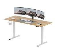 SANODESK Bureau Assis Debout Électrique, Bureau Réglable en Hauteur avec Crochet et Fonction Mémoire, Plateau Érable 200x80cm