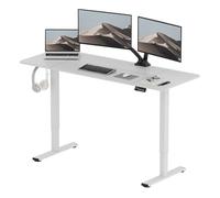 SANODESK Bureau Assis Debout Électrique, Bureau Réglable en Hauteur avec Crochet et Fonction Mémoire, Plateau Blanc 160x60cm