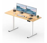 SANODESK Bureau Assis Debout Électrique, Bureau Réglable en Hauteur avec Crochet et Fonction Mémoire, Plateau Érable 120x60cm