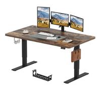 SANODESK Bureau Assis Debout Électrique, Bureau Réglable en Hauteur avec Crochet et Fonction Mémoire, Plateau Marron 200x80cm