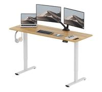SANODESK Bureau Assis Debout Électrique, Bureau Réglable en Hauteur avec Crochet et Fonction Mémoire, Plateau Érable 160x60cm