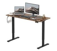 SANODESK Bureau Assis Debout Électrique, Bureau Réglable en Hauteur avec Crochet et Fonction Mémoire, Plateau Marron 140x60cm