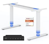 SANODESK Cadre de Bureau Réglable en Hauteur avec 2 Moteurs Puissants,Cadre de Table à 2 Niveaux Réglable en Hauteur avec 4 Commandes à Mémoire s'adapte à Tous Les Plateaux de Table Courants, Blanc
