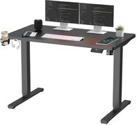 SANODESK Bureau Assis Debout Électrique Une Piece Bureau Debout Réglable en Hauteur avec Crochet/Porte-Bouteille Fonction Mémoire, 110x54 cm Noir