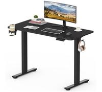 SANODESK Bureau Assis Debout, Plateau Complet110x54cm, Système Anti-Collision, Fonctions Mémoires, Crochet/Porte-gobelet, Noir