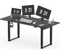 SANODESK Bureau électrique réglable en hauteur 180x80cm avec 4 pieds 2 moteurs, capacité de charge 80 kg, écran LED,à mémoire et crochet(Noir)