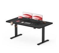 SANODESK Bureau Gaming Réglable en Hauteur 140x60 cm, Bureau Assis Debout, Table Électrique avec Fonction de Mémoire, Fonction de Rappel de Sédentarité, Noir