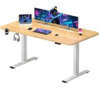 SANODESK Bureau Gaming Réglable en Hauteur 140x60 cm, Bureau Assis Debout, Table Électrique avec Fonction de Mémoire,Fonction de Rappel de Sédentarité, Érable